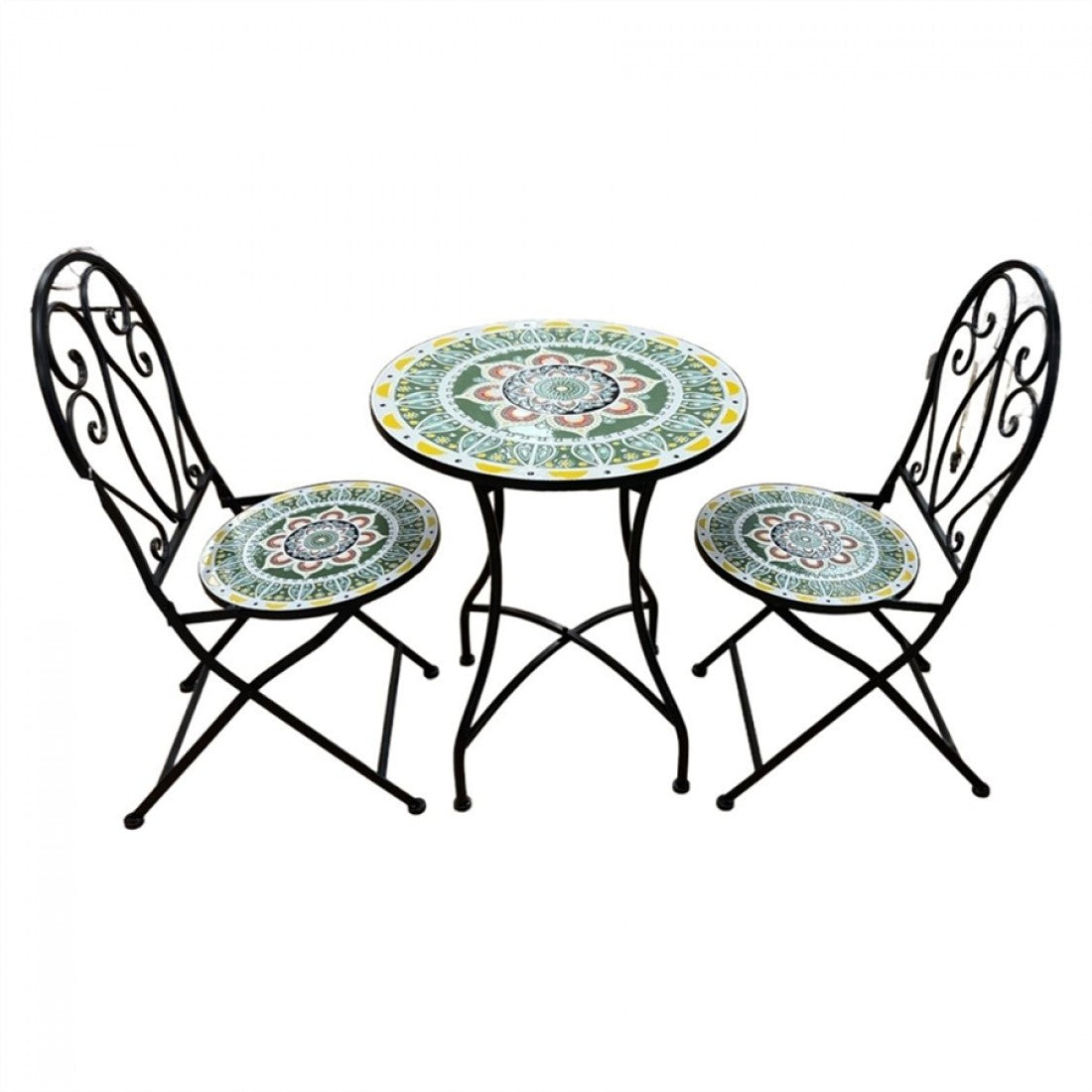 Green Mosaic Metal Table set