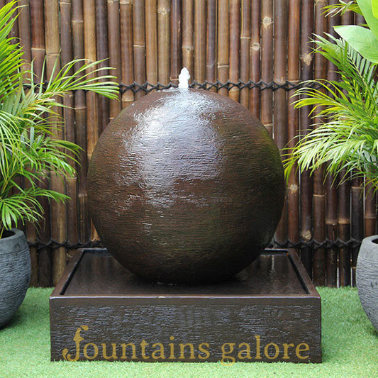 Luna Ball Fountain – Large Water Feature Rust Standard