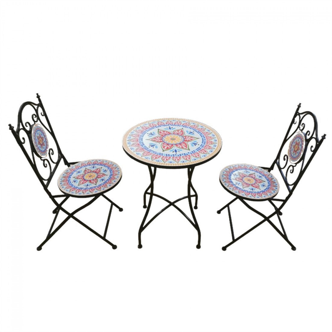 Red Mosaic Metal Table set Outdoor Tables