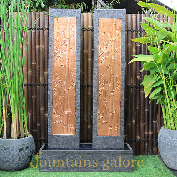 Twin Tower Bamboo Wall Fountain Water Feature