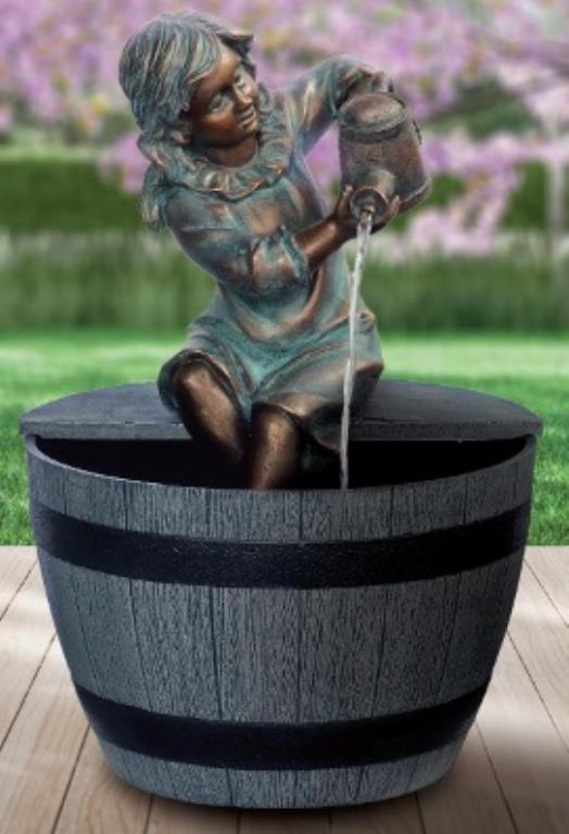 Girl Watering with Light Fountain Water Feature