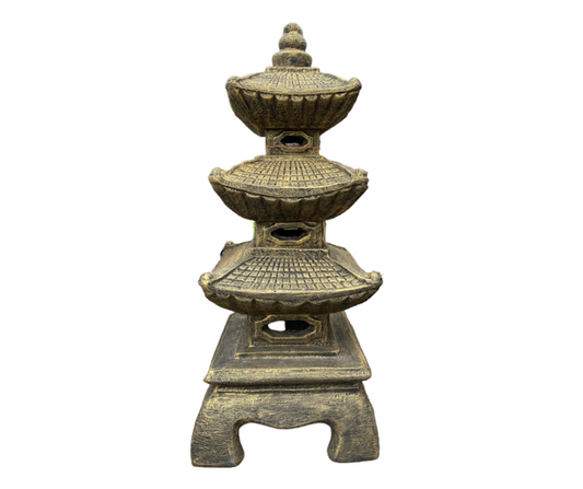 4 Tier Pagoda Lantern Statue Black Gold 