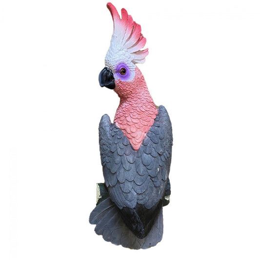 Pink Parrot on Wall Plaque Statue