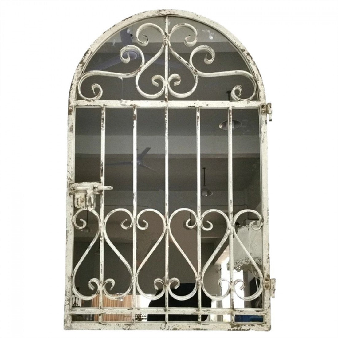 Mirror Door with Metal Frame Decor
