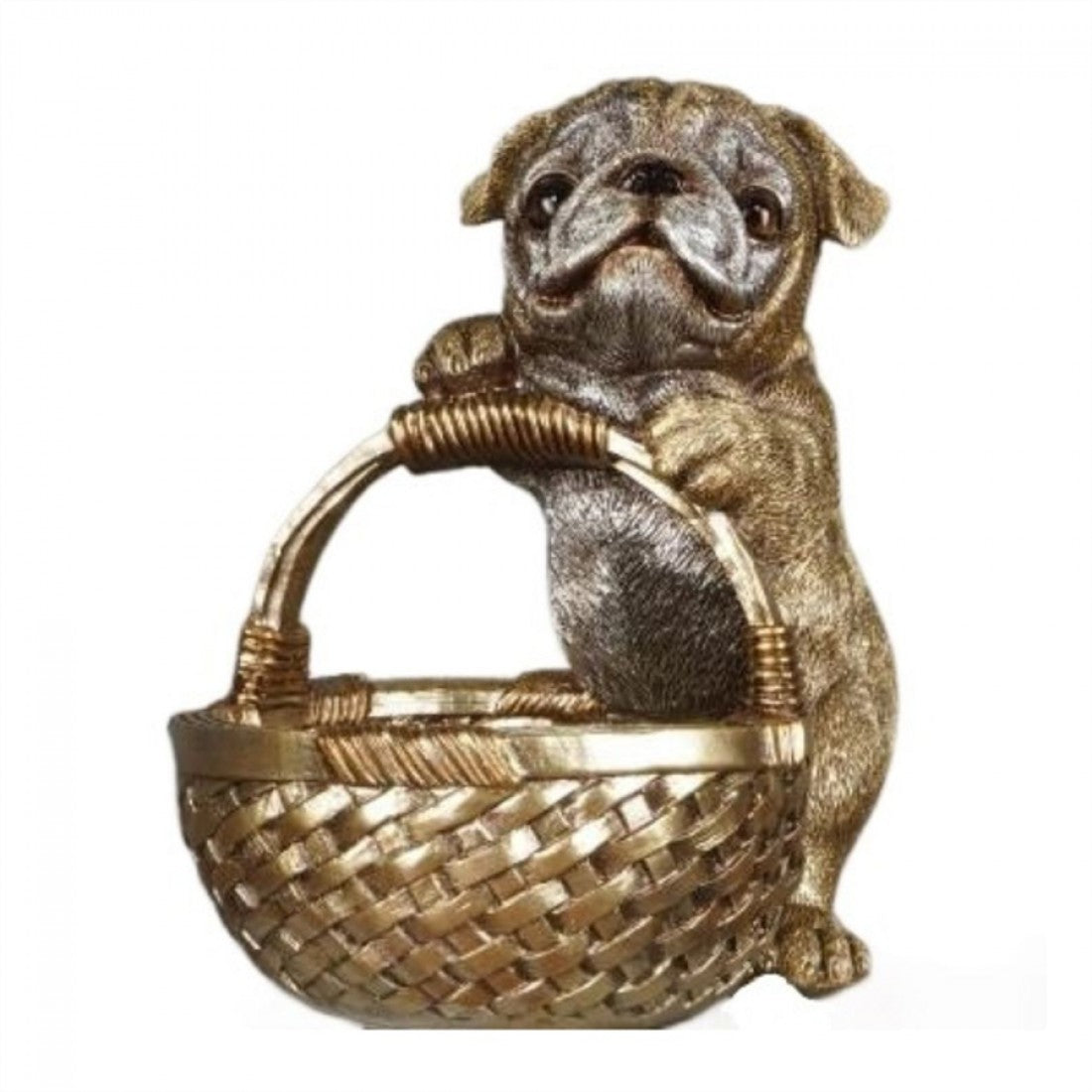 Pug with Basket Statue Statue