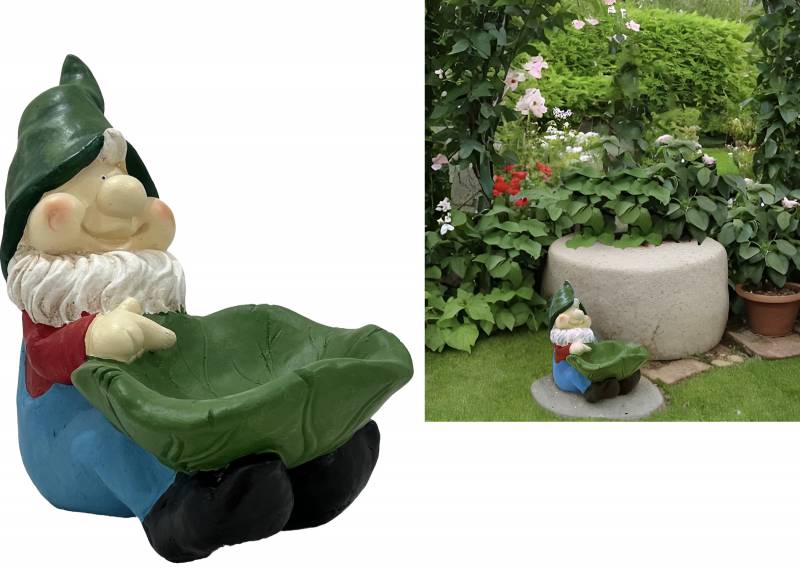 Gnome with Bird Feeder Bird Bath  