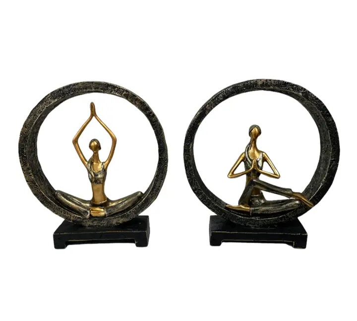 Black Ring Yoga Lady Statue Hands Up