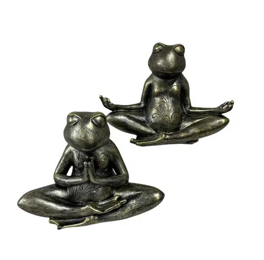 Bronze Yoga Frog Statue Seated Yoga