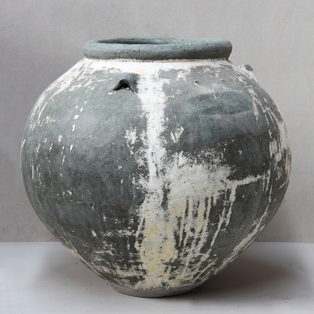 Thai Limestone Round Rolltop Pot Pot