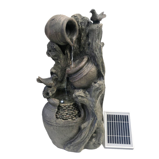 Solar Streaming Pots with Birds Water Feature Water Feature