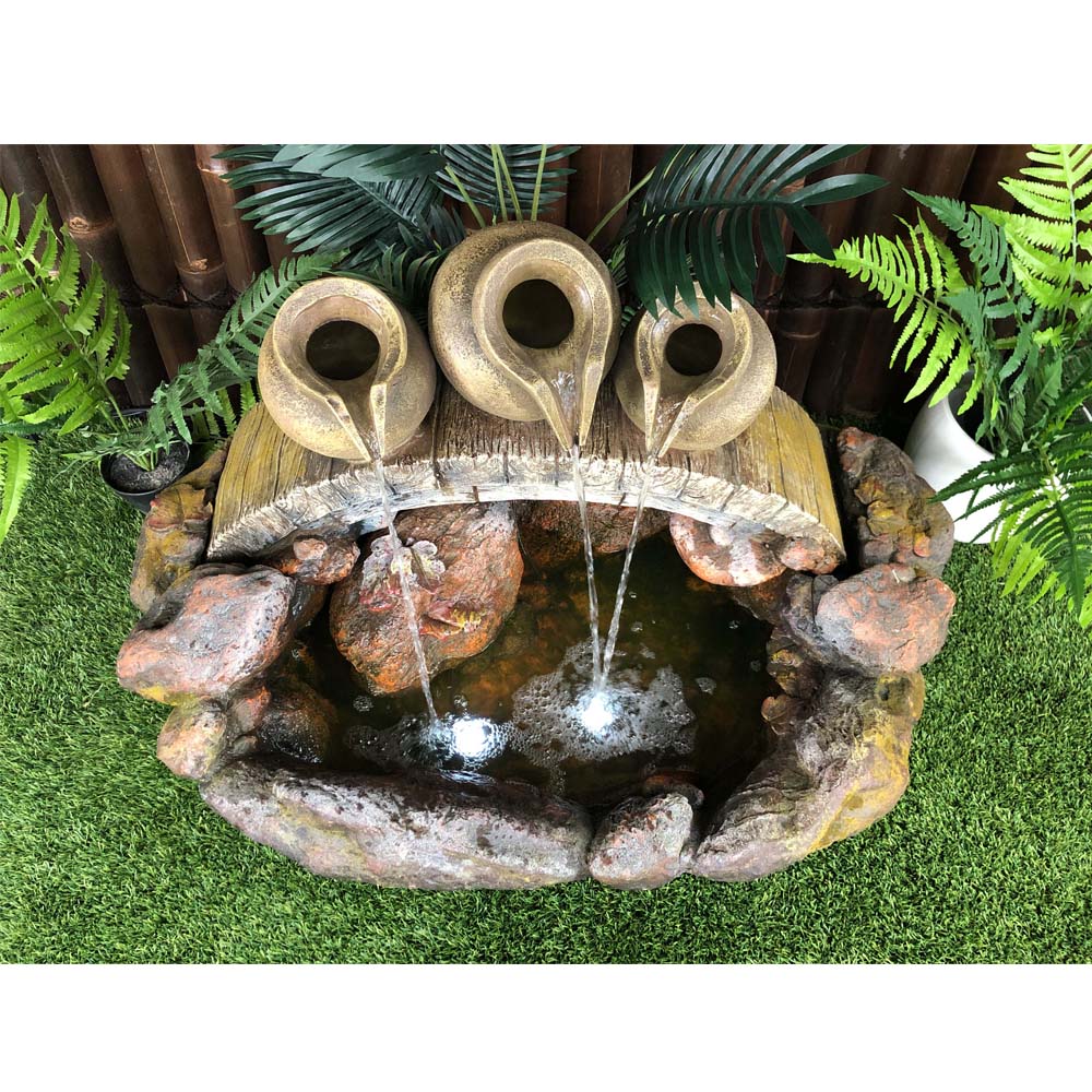 Triple Urn Bridge Fountain Water Feature
