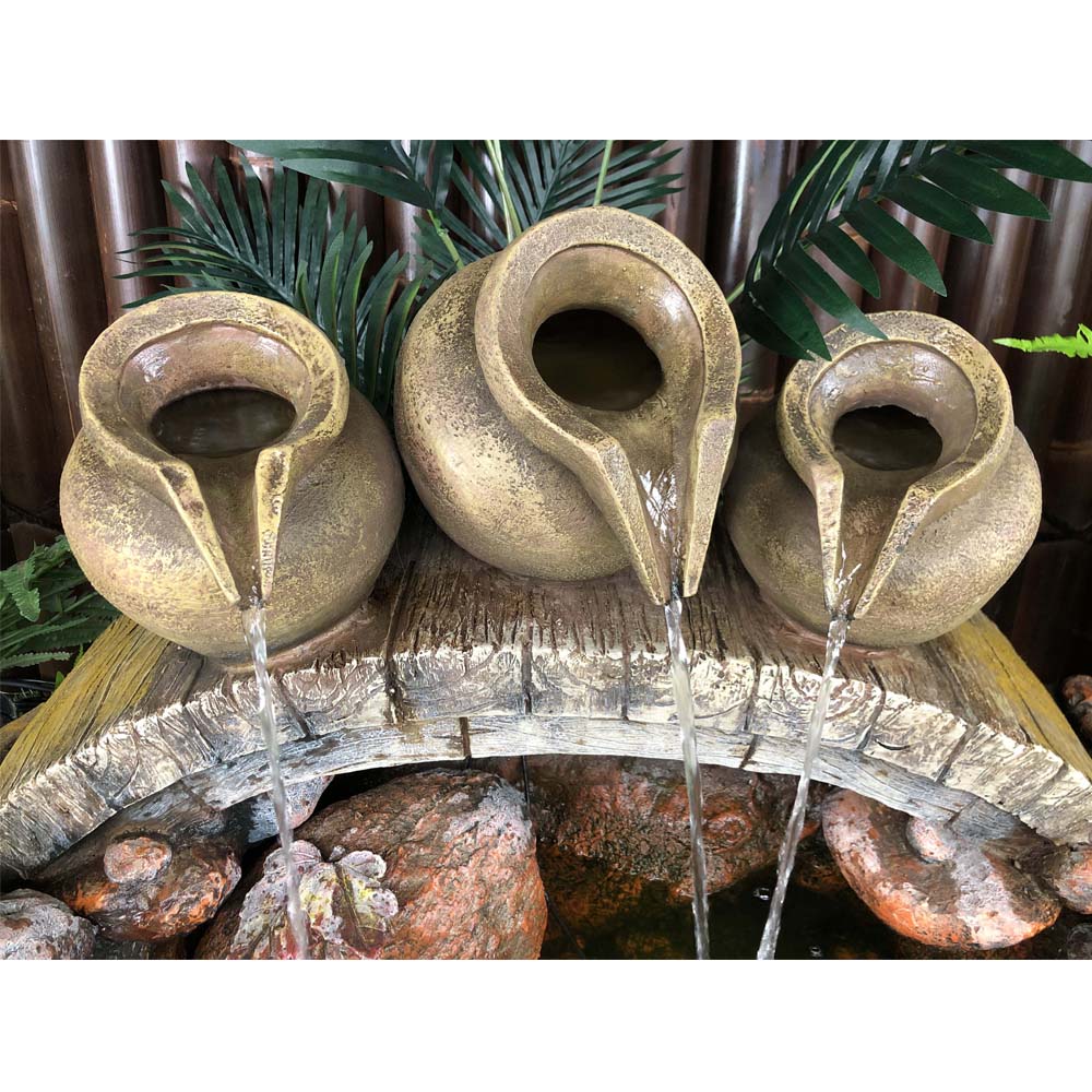 Triple Urn Bridge Fountain Water Feature