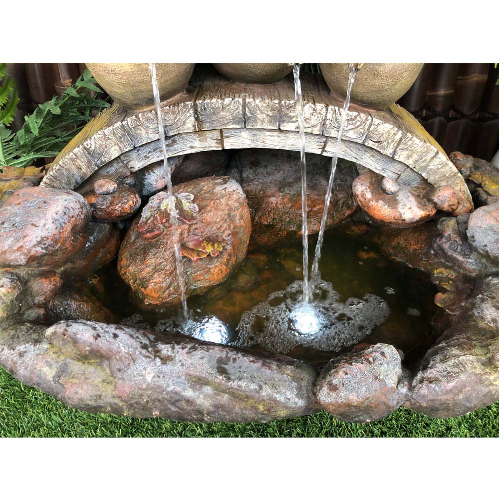 Triple Urn Bridge Fountain Water Feature