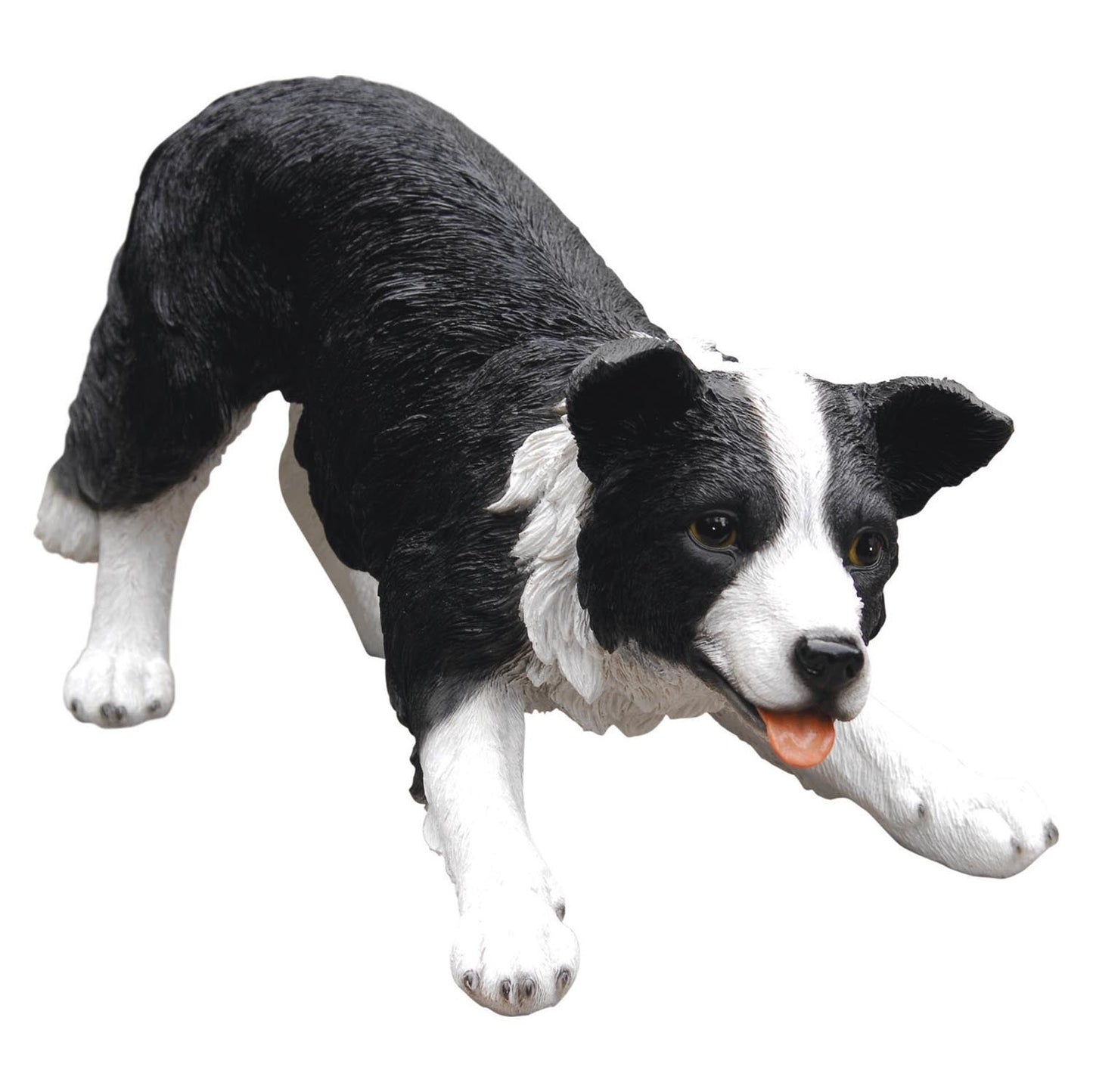 Large Black & White Sheepdog Figurine Statue