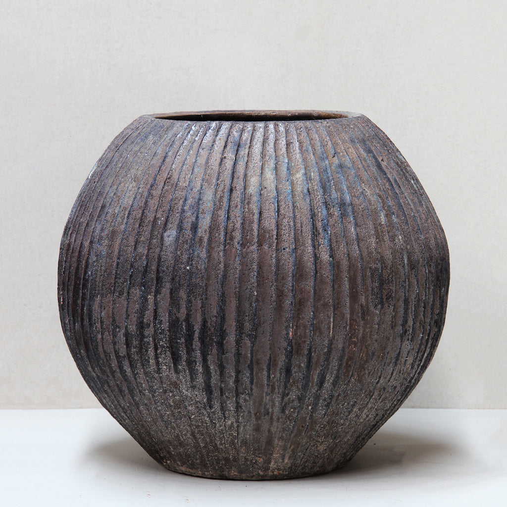 Thai Limestone Striated Bowl Pot Martin Kellock