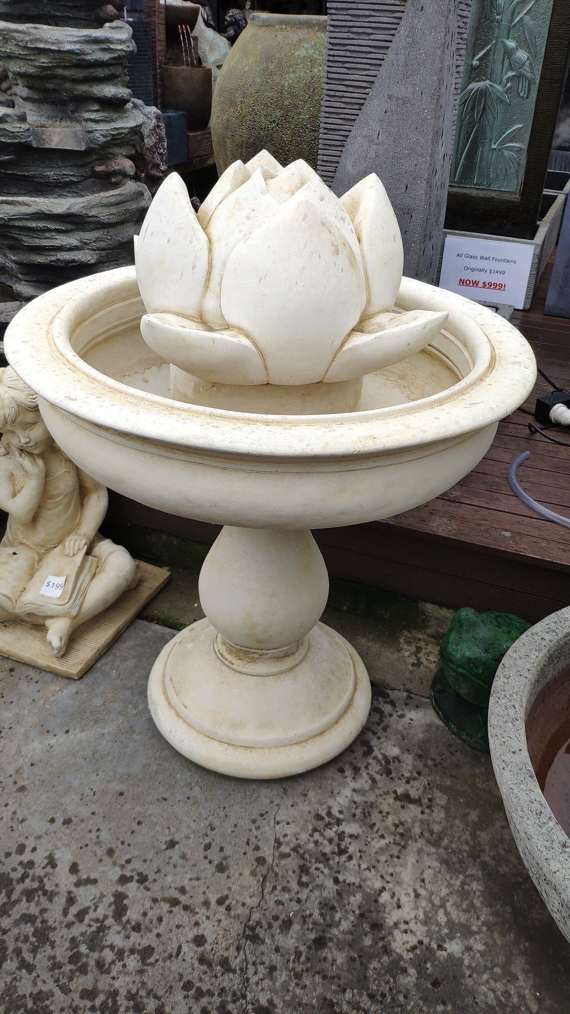 Courtyard Fountain Water Feature Lotus Sandstone Wash