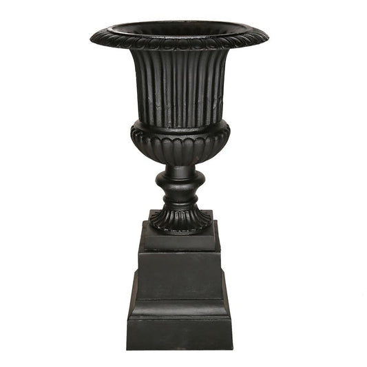 Venetian Fluted Urn and Pedestal Urn and Pedestal Black