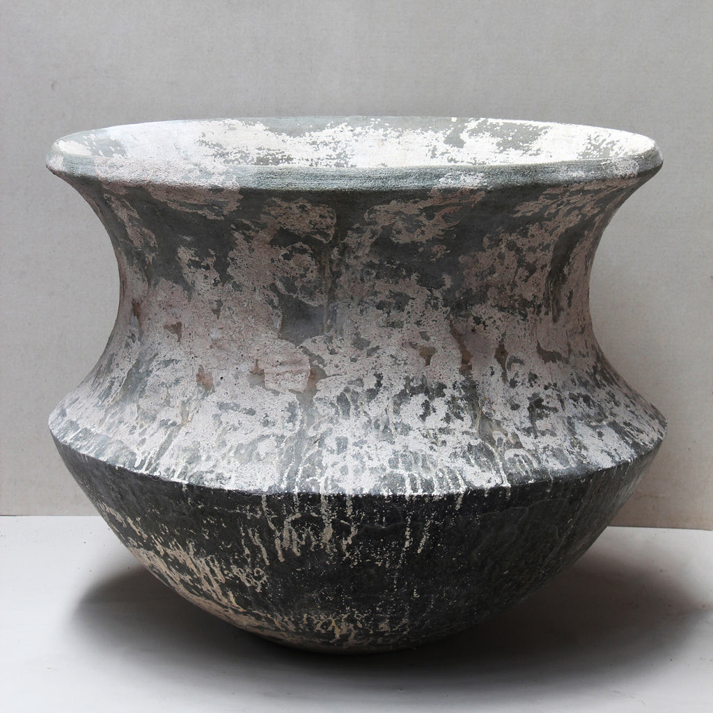 Thai Limestone Large Cauldron Pot White