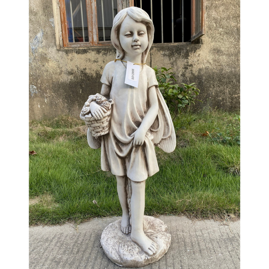 Girl with Flower Basket Statue Statue
