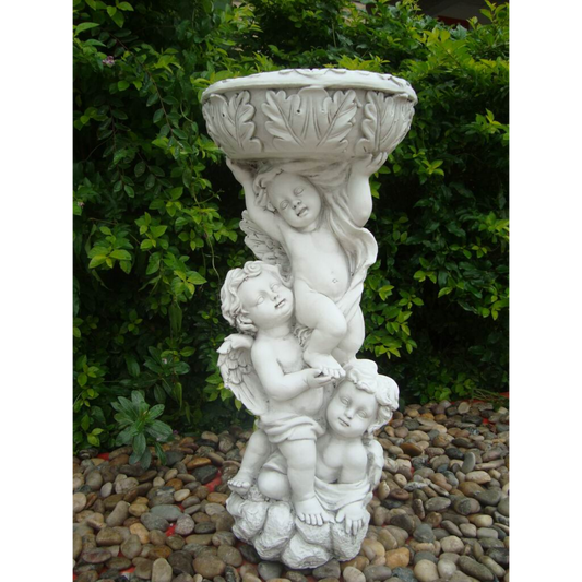 Angel Flower Statue with Pot Bird Feeder Bath Bird Bath