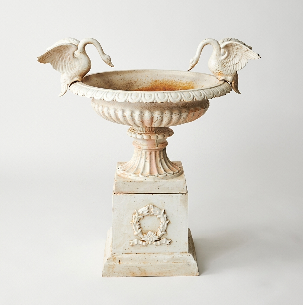 White Swan Urn and Pedestal Urn and Pedestal