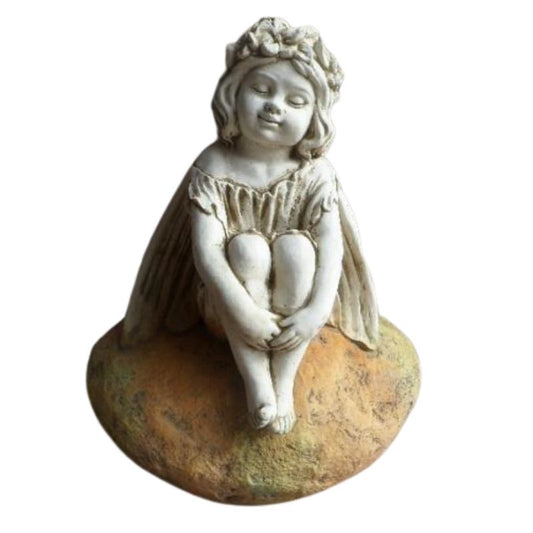 Fairy On Rock Knees Up Statue  