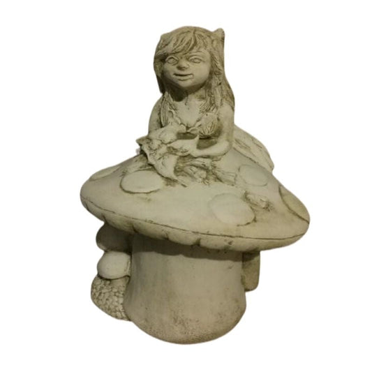 Small Fairy On Mushroom Statue  