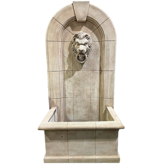 Sandstone Lion Wall Fountain