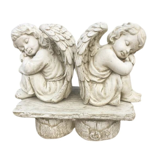 Sleeping Cherubs On Seat Statue  