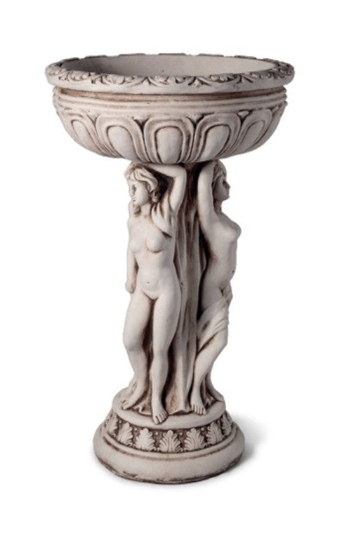 Three Goddess Bird Bath Birdbath Medium - Product Dimensions: 36.5x36.5x61.5cm (7.5kg)