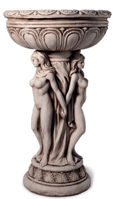 Three Goddess Bird Bath Birdbath Large - Product Dimensions: 48.5x48.5x80cm (14.5kg)