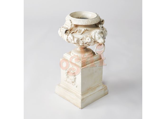 Lion Urn with Plinth Urn Lion Urn with Plinth (White) 