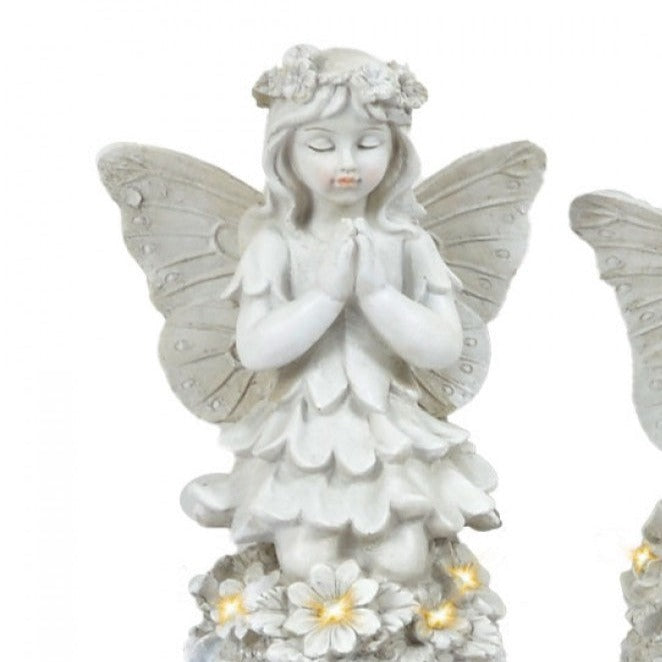 Angels with Halos w/ LED Light Statue Praying Angel (left) 