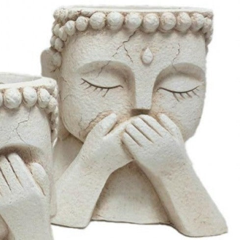 Buddha Head Planter Statue Speak no Evil 