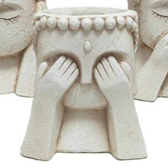 Buddha Head Planter Statue See no Evil 