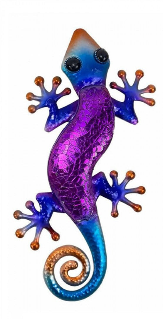 Reflective Metal Lizard Statue Purple 