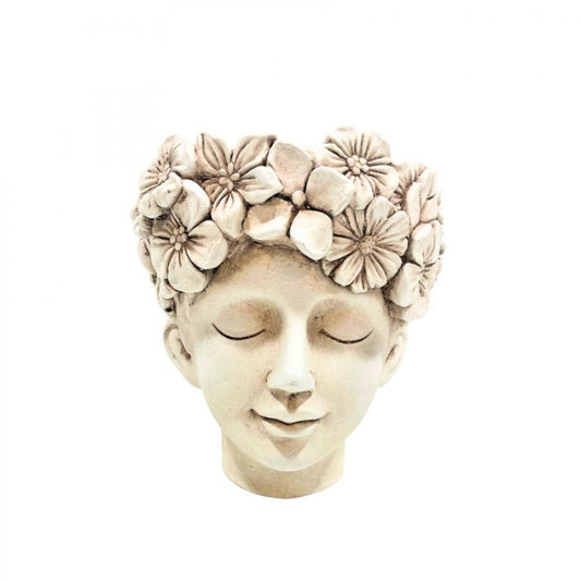 Magensium Oxide Human Face Pot Statue Resting 