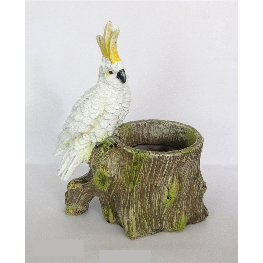 16.5cm Resin Parrot Pot Pot Cockatoo (White/Yellow)