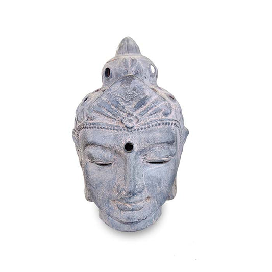 Buddha Head Terracotta Grey Statue  