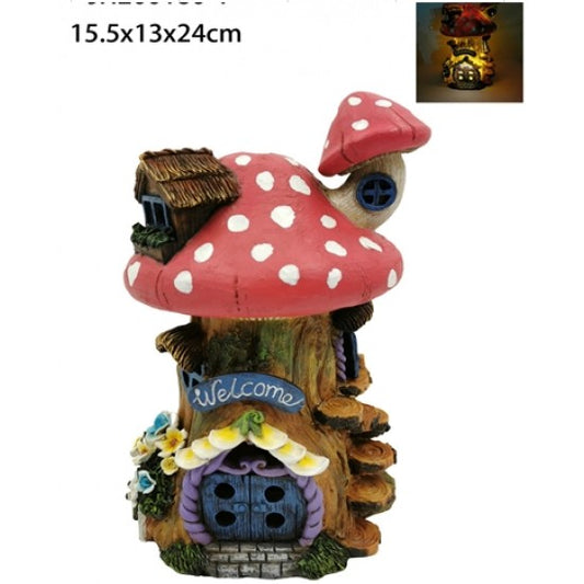 Resin Solar Fairy Garden House Statue
