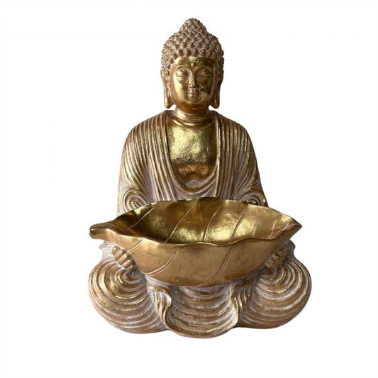 Resin Buddha w/Plate Statue