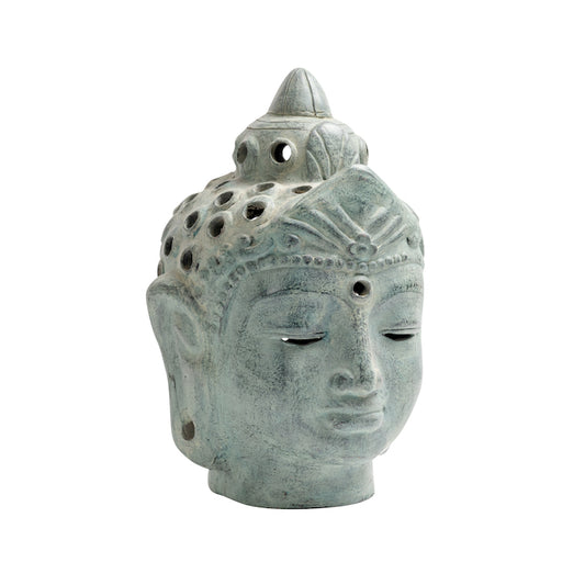 Buddha Head Terracotta Green Statue  