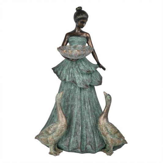 Bell Flower Lady w/Geese Statue