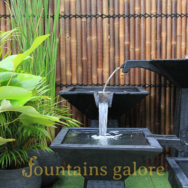 Three Tier Square Bowl Cascade Fountain – Large Water Feature  