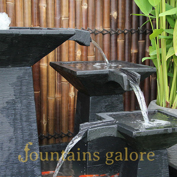 Three Tier Square Bowl Cascade Fountain – Medium Water Feature  