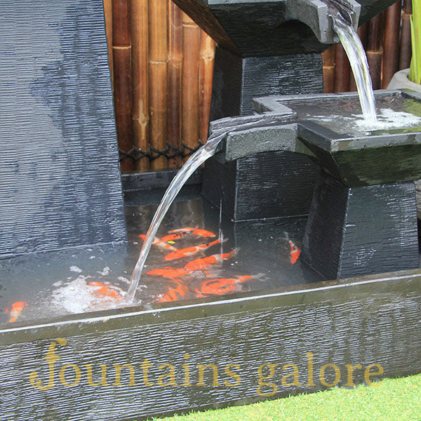 Three Tier Square Bowl Cascade Fountain – Medium Water Feature  