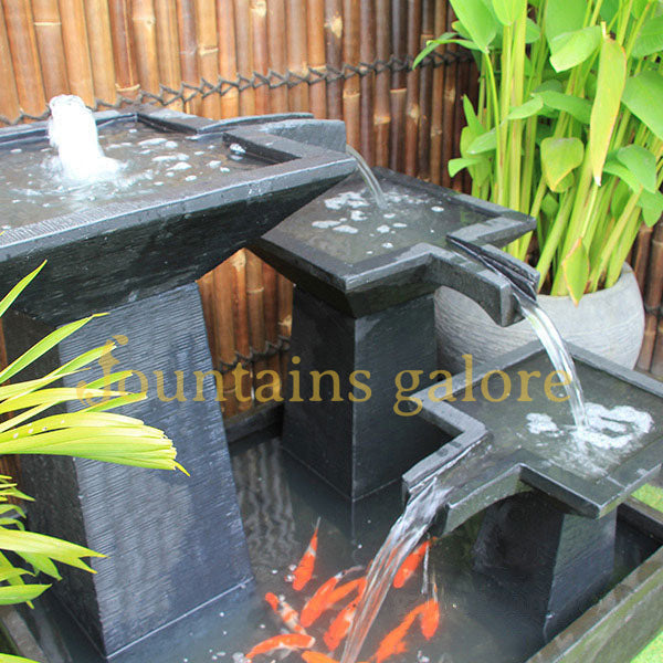 Three Tier Square Bowl Cascade Fountain – Medium Water Feature  