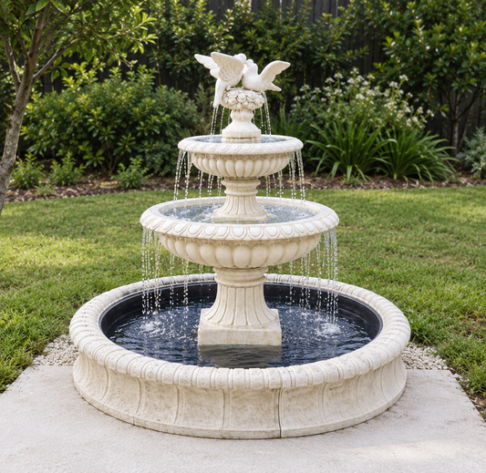Large 2 Tier Jefferson with 2 Tier Kissing Doves Water Feature