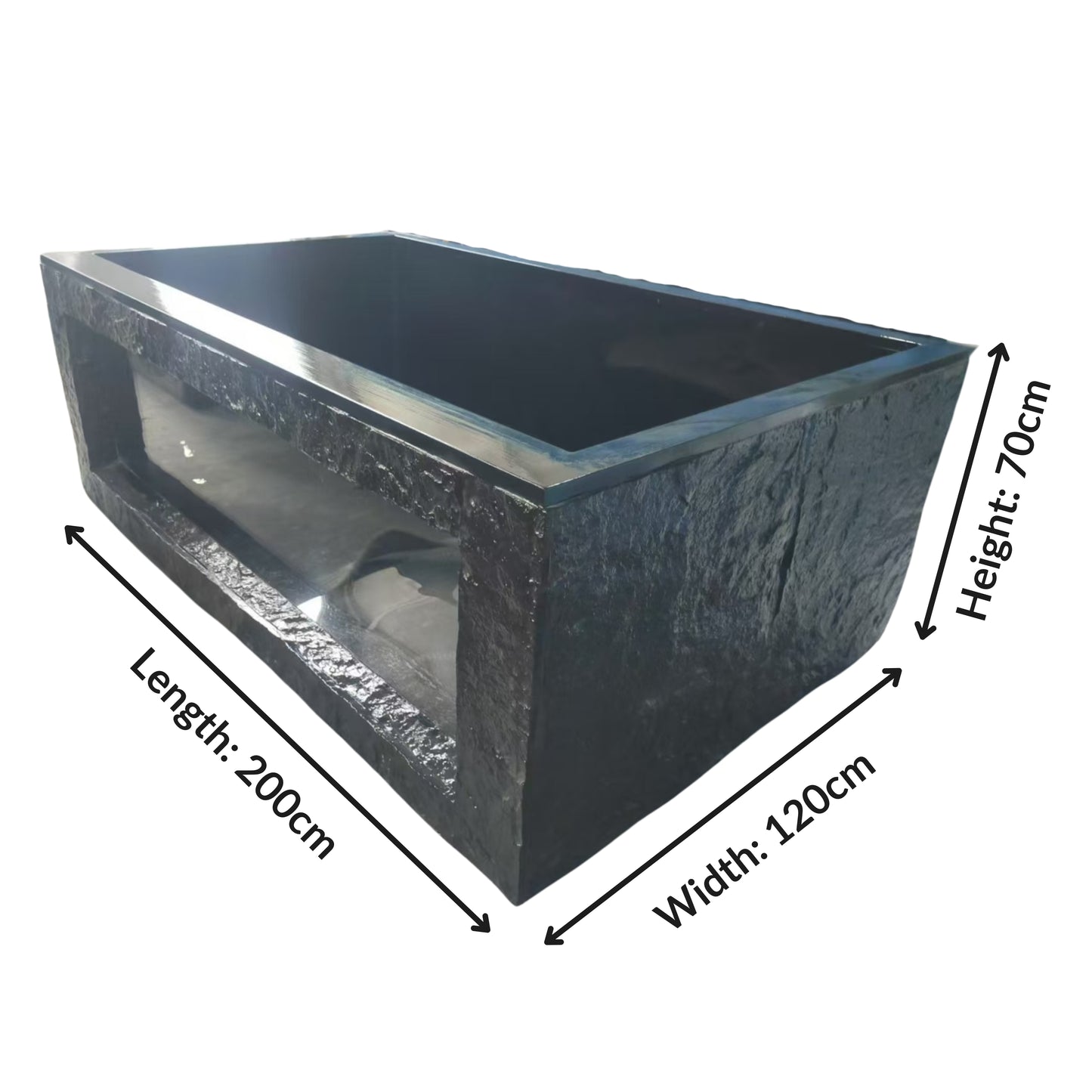 Premium Fibreglass Outdoor Indoor Fish Pond Aquarium with Viewing Window Aquarium & Fish Tank Natural Black Stone Facade 