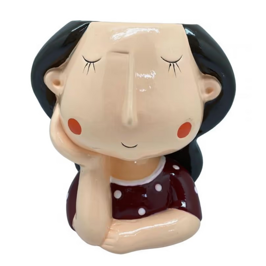 Happy Girl Pot Ceramic Statue  